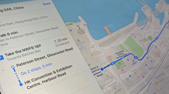 Locals in Hong Kong can now get real-time transit directions in Apple Maps