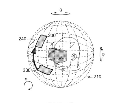 Detail from the separate patent application about how a user could choose from 360 degrees of video