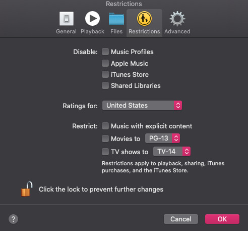 Turn off explicit content in Apple Music on macOS Catalina