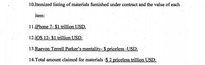 Parker's earlier valuation of items claimed under the previous lawsuit attempt.