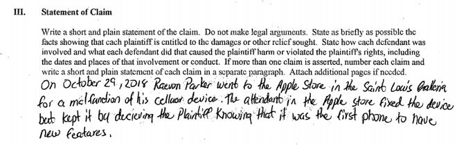 Parker explaining the reason for the lawsuit in his own words.