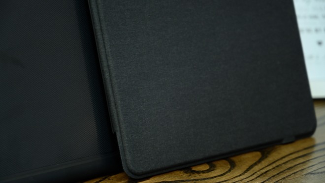 Fabric cover on the Slim Book Go iPad Pro keyboard case