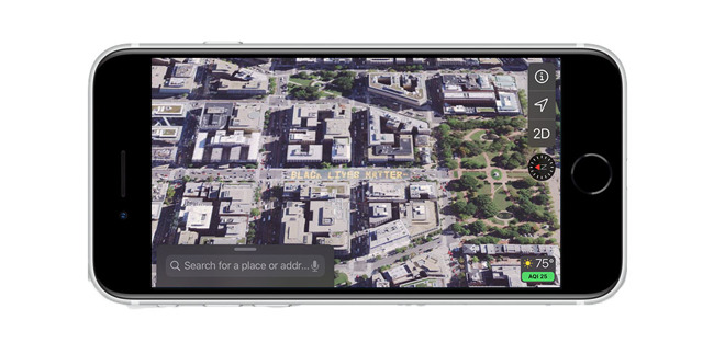 The Washington, D.C. 'Black Lives Matter' mural on Apple Maps.