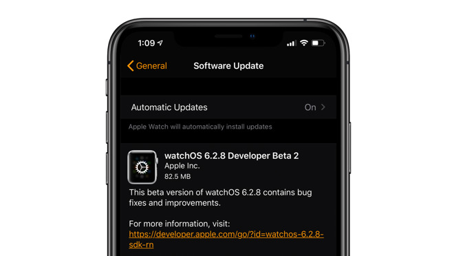 WatchOS 6.2.8 beta 2