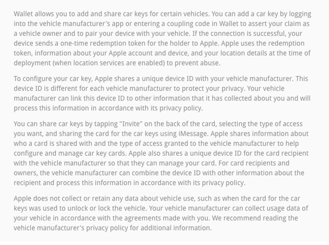 The leaked CarKey privacy policy. Credit: iPhone-ticker.de