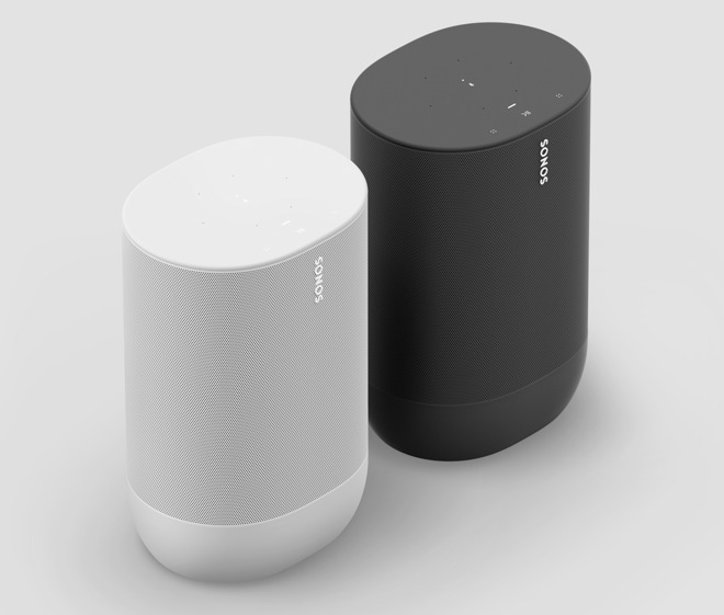 Lunar White and black colorways of Sonos Move