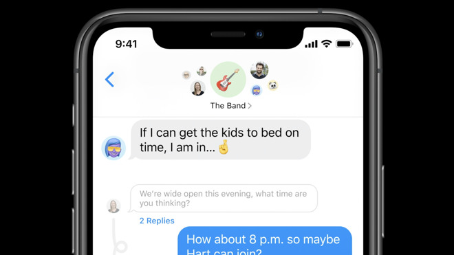 Conversation threading and group conversation icon images in iOS 14