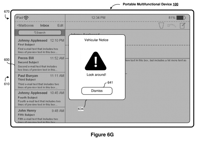 A car may prompt an iPad-using driver to pay more attention to the road.