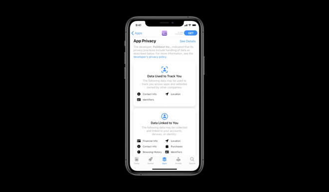 Privacy snapshot for apps in the App Store