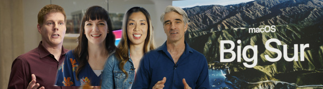 Four of the 20 WWDC presenters: (L-R) Andreas Wendker, Beth Dakin, Cindy Lin, Craig Federighi