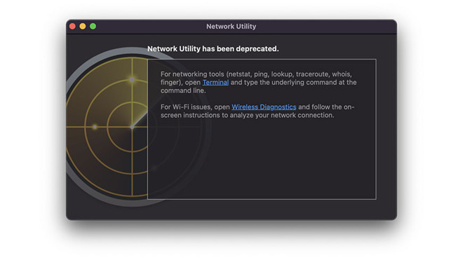 Network Utility Deprecated in Big Sur