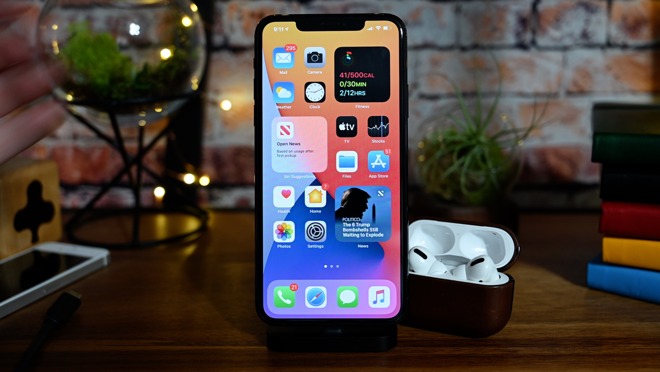 AirPods Pro with an iPhone 11 Pro Max running iOS 14