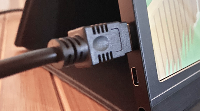 HDMI mini, USB-C, and 3.5mm audio port