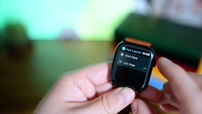 Apple Watch app grid or list layout option