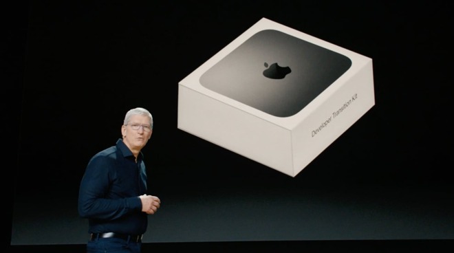 Tim Cook introducing the Developer Transition Kit at WWDC 2020