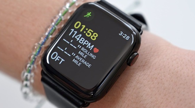 An Apple Watch on a wrist.