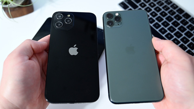 The new iPhone 12 Pro Max against iPhone 11 Pro Max (right)