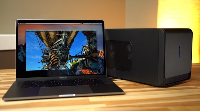 A MacBook Pro with an external GPU.