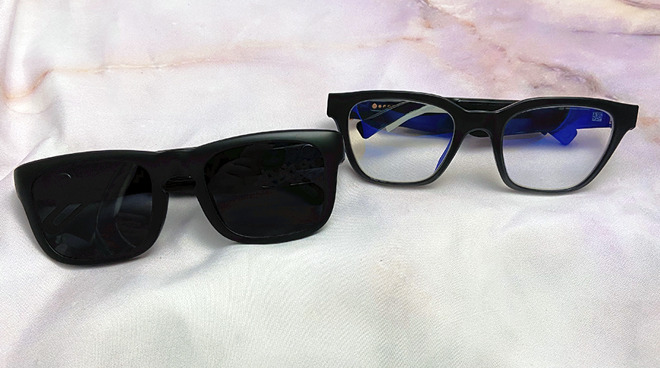 Left: Evutech's audio glasses, Right: Bose Frames | Note: The Bose Frames lenses were replaced by owner