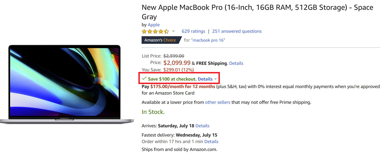 Amazon MacBook Pro savings