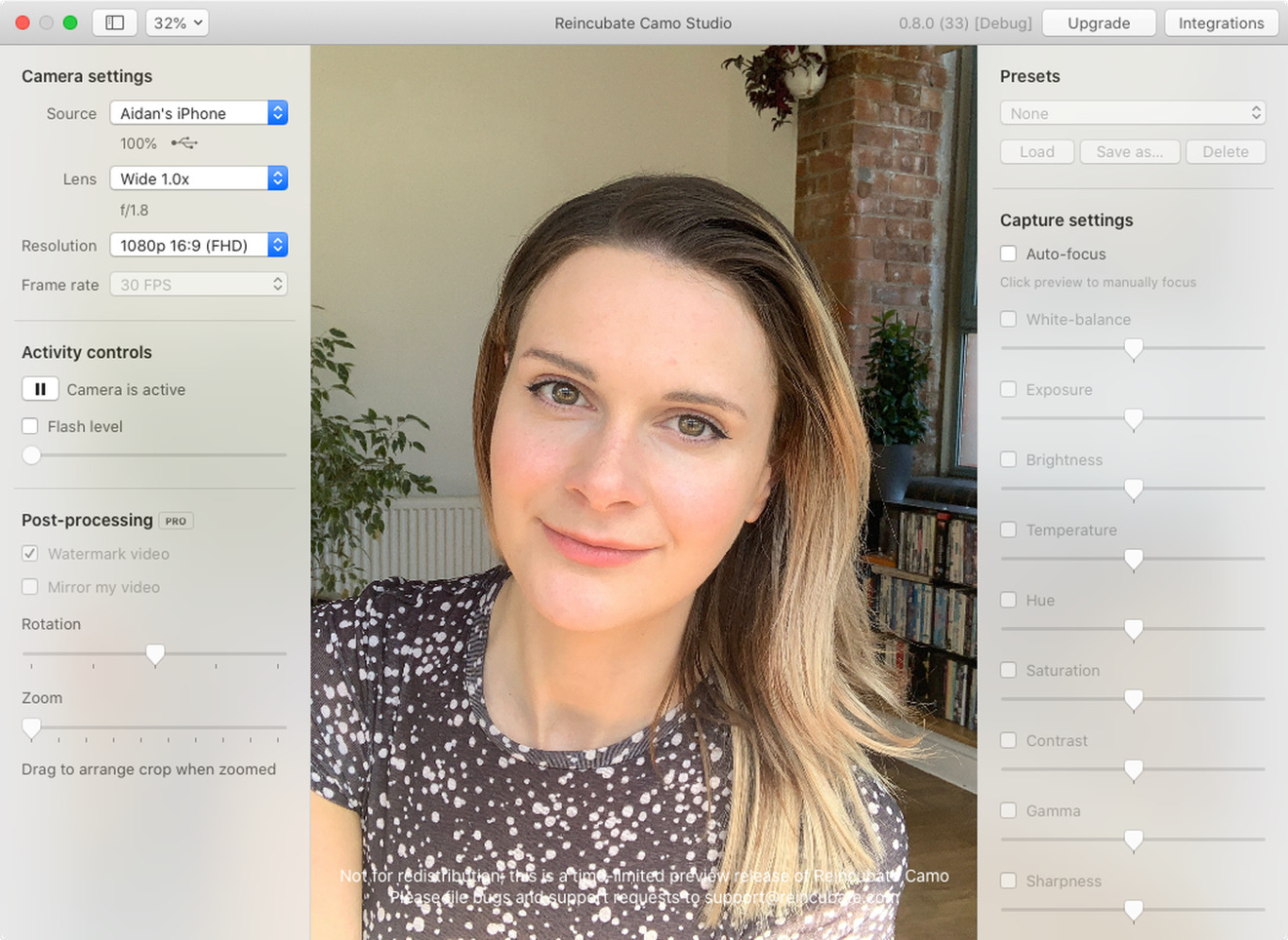 edit webcam settings mac to someone els photos