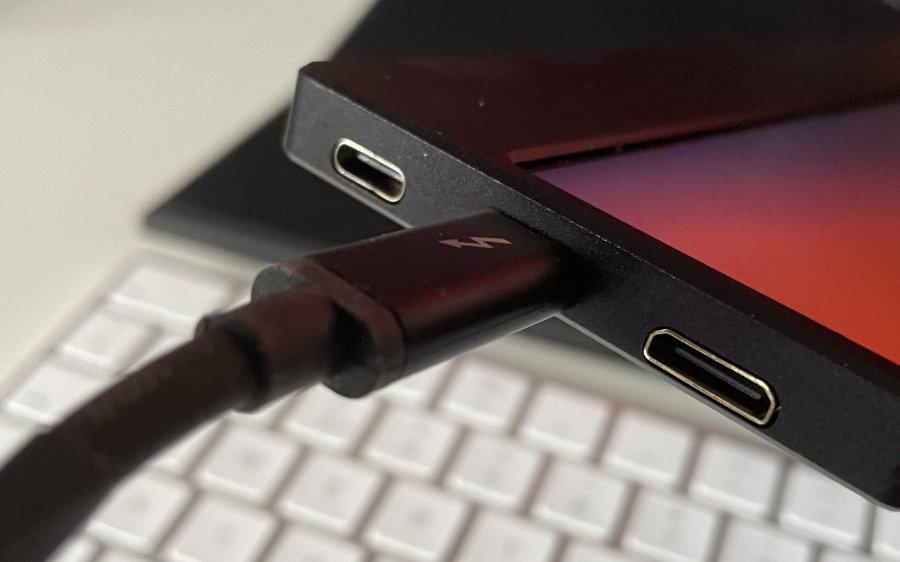 There are two USB-C ports, plus a mini-HDMI one