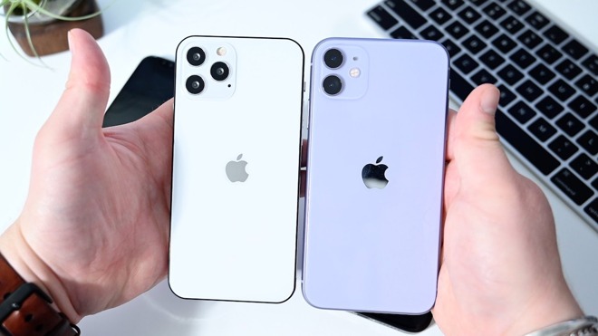 An 'iPhone 12 Pro' alongside a current-generation iPhone 11.