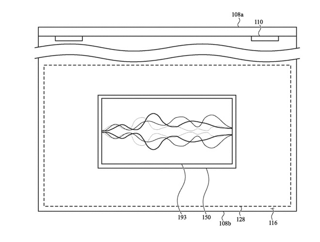 Detail from the patent showing show Siri could display on the trackpad