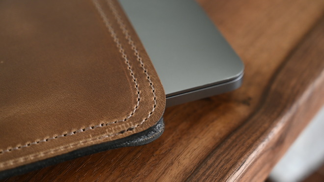 Clayton and Crume leather MacBook Pro sleeve has gorgeous detail work