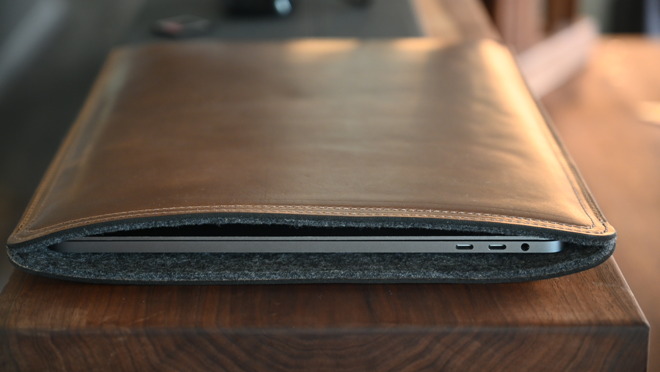 Clayton and Crume leather MacBook Pro sleeve offers solid protection