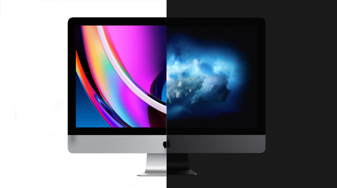 Left: the new 27-inch iMac. Right: the iMac Pro