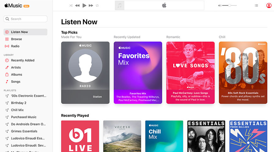 photo of Relaunched Apple Music 'beta' web player features new 'Listen Now' tab image