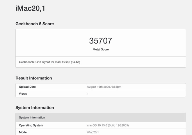 Geekbench Metal benchmark