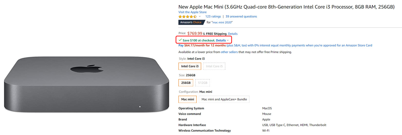 Amazon Mac mini bonus savings