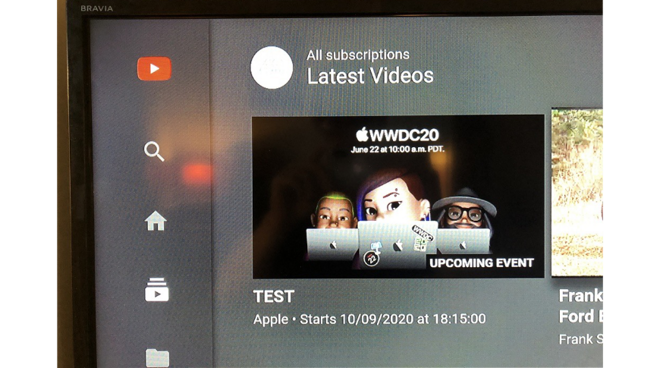 Apple livestream test video on YouTube