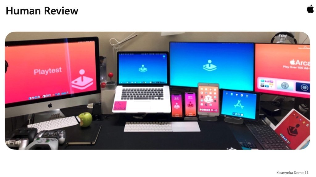 An App Store human review station. 
