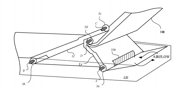 An example of one hinge design, which can help promote improved airflow.