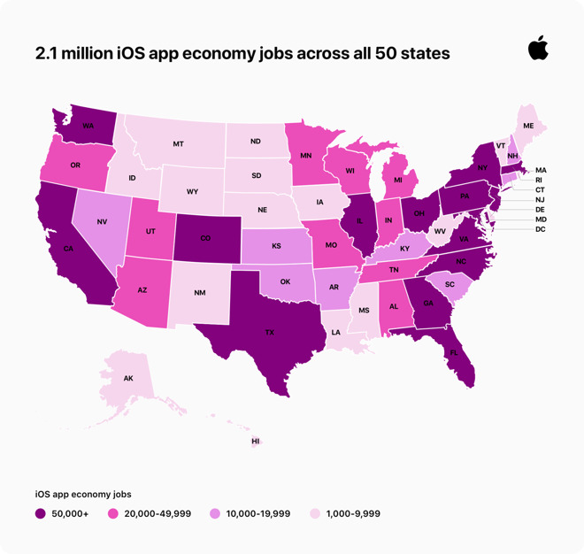 App economy jobs across the United States -- image credit Apple