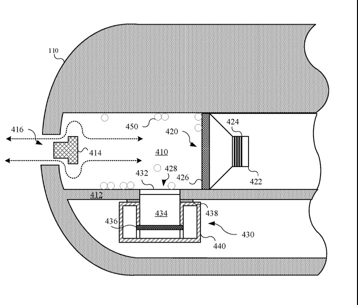 Detail from the patent describing how a speaker system can be used to eject water