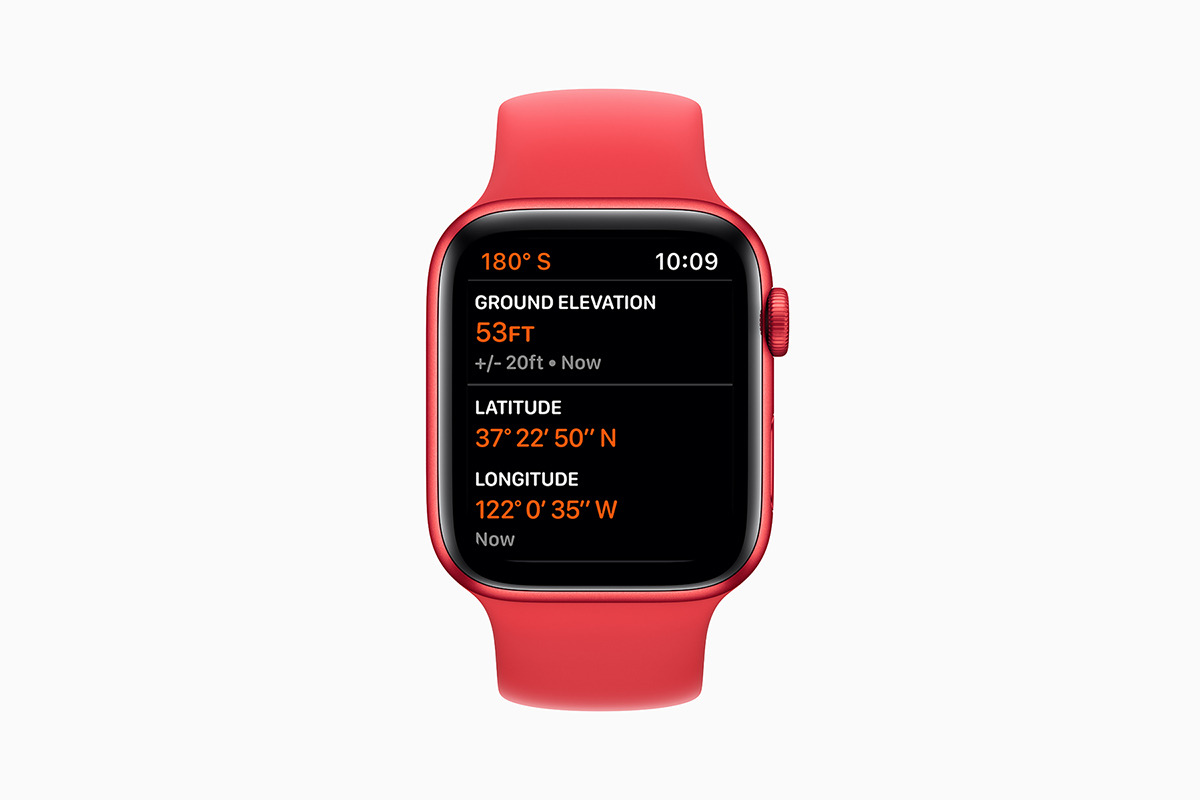 New altimeter data on a PRODUCT(RED) Apple Watch Series 6. Credit: Apple