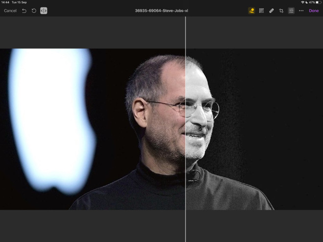 Pixelmator Photo's Machine Learning features -- like this ML Match Color one -- now have a Quick Comparison slider to let you see your improvements