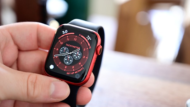 Apple Watch Series 6 in red with black Solo Loop