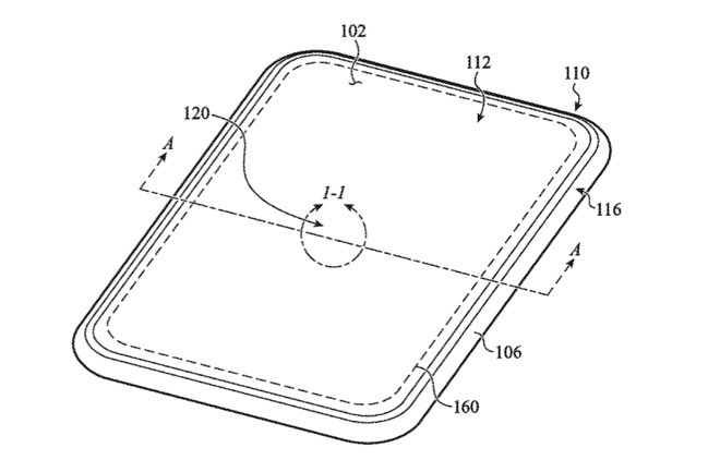 Detail from the patent showing nano-texture glass being used in a portable device