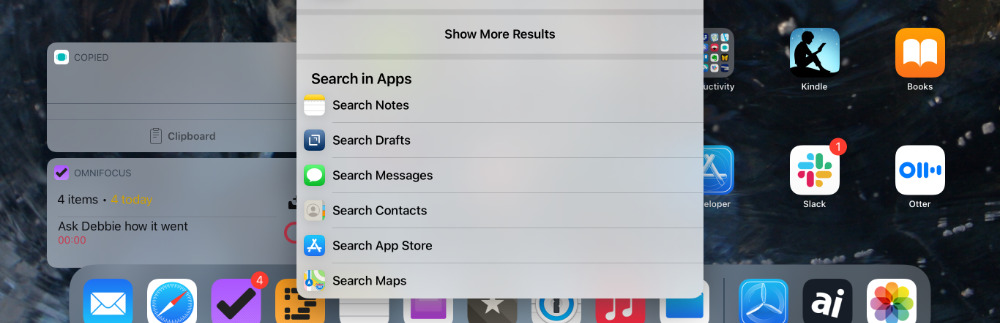 Universal Search always concludes with the option to do a dedicated search in a specific app. That includes third-party apps, too.