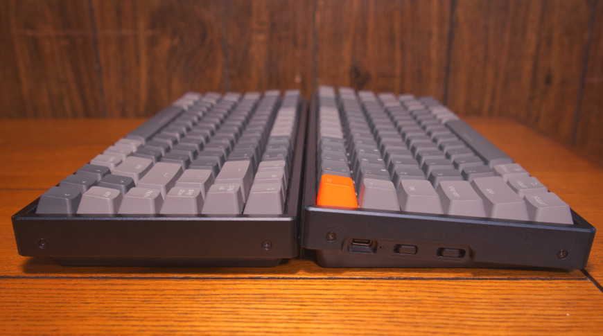 The Keychron K2 version 2 (right) has a 9-degree slope