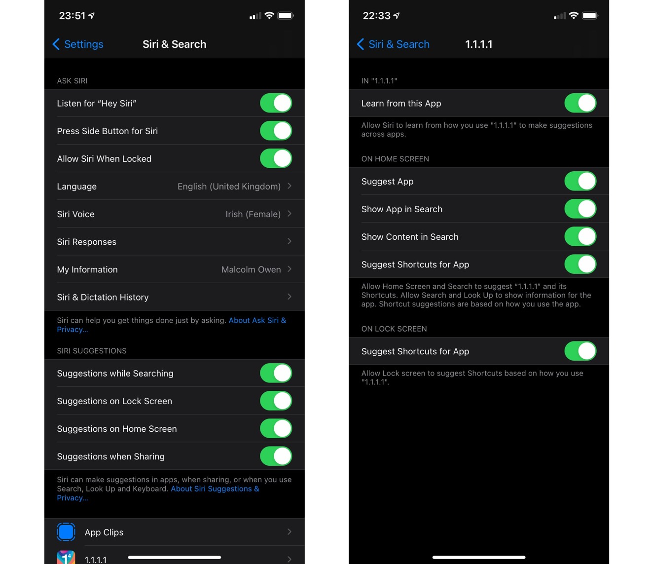 siri shortcuts security settings