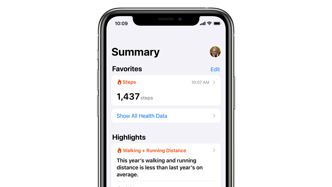 Apple Health displays prominent health data