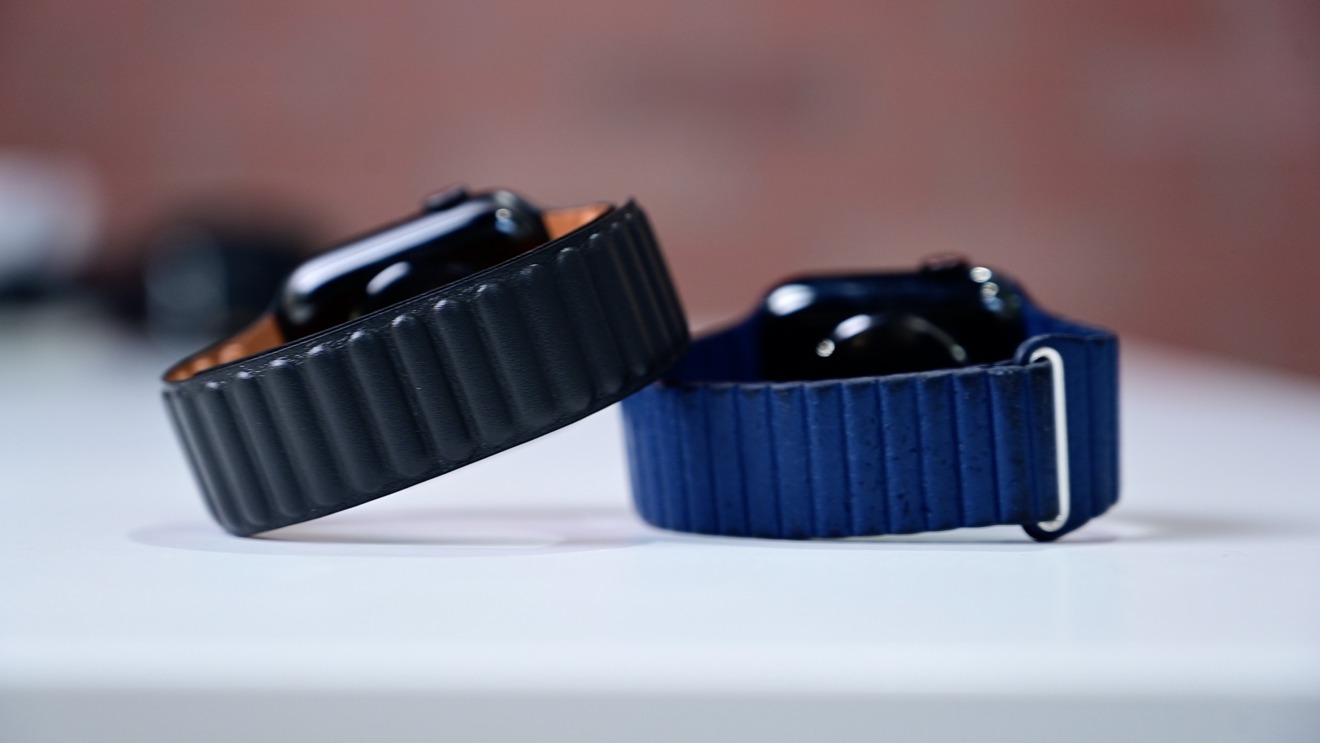 Blue leather band for apple online watch