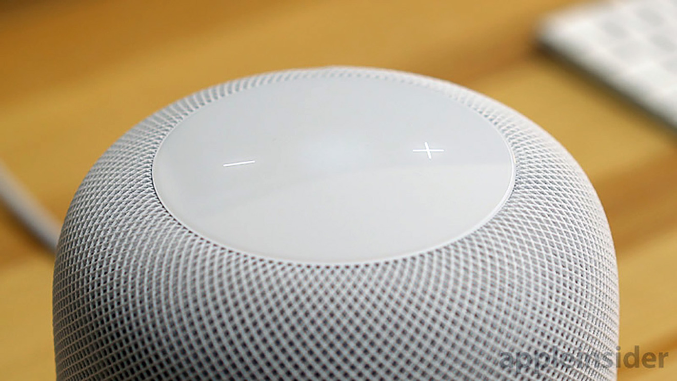 The top of the HomePod, including touchscreen