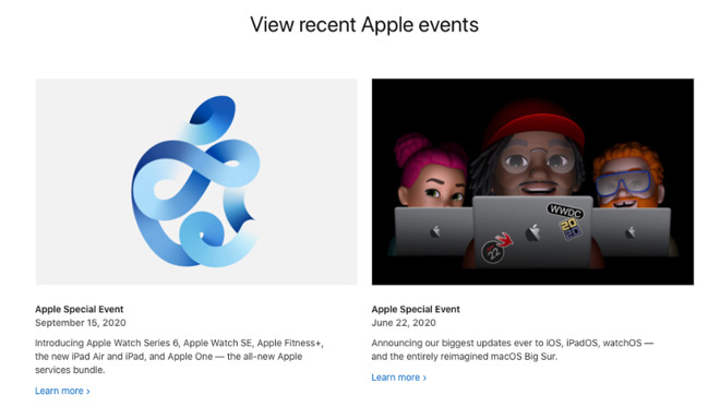 Apple's events page